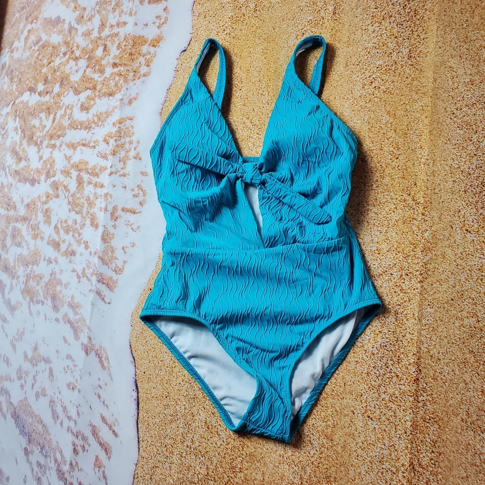 AthenaTextured Front Tie One-Piece Swimsuit